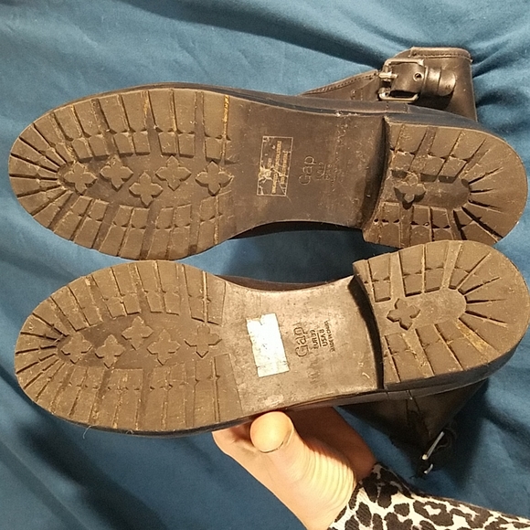 Gap Black Leather Moto Ankle Boots Booties Chelsea - Picture 11 of 11